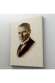 Atatürk Portre Tablosu Mustafa Kemal Atatürk Dikdörtgen Dekoratif Kanvas Tablo 35 x 50 cm