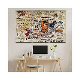 Jean Michel Basquiat'in 50 Cent Piece Isimli Eseri Kanvas Tablo ( Üç Parça ) 60 x 90 cm