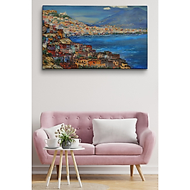 Napoli Manzarası Yağlıboya Görünüm Dekoratif Kanvas Duvar Tablosu 35 x 50 cm