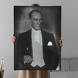 Atatürk Portre Tablosu Mustafa Kemal Atatürk Dikdörtgen Dekoratif Kanvas Tablo 20 x 30 cm