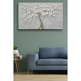 Beyaz Gelincik Ağacı Dekoratif Kanvas Duvar Tablosu 35 x 50 cm