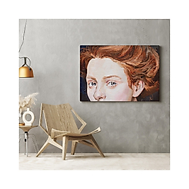 Kızıl Saçlı Kadın Yağlıboya Görünüm Dekoratif Tablo 20 x 30 cm