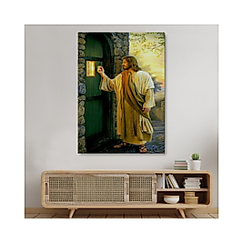 İsa Mesih Kapıyı Çalıyor, Hristiyan Duvar Sanatı, Kilise Hediyesi Kanvas Tablo 20 X 30 cm