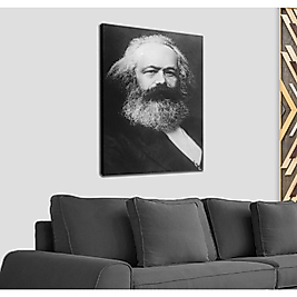 Karl Marx Siyah Beyaz Dekoratif Kanvas Tablo 50 x 70 cm