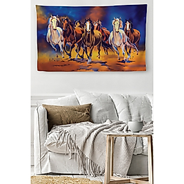 Duvar Örtüsü Koşan Atlar Kaliteli Kanvas Duvar Halısı 65 x 40 cm