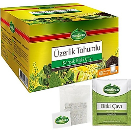 Mindivan Üzerlik Tohumlu Çay 40'lı ipli zarflı (Karışık bitki çayı) Süzen Poşet