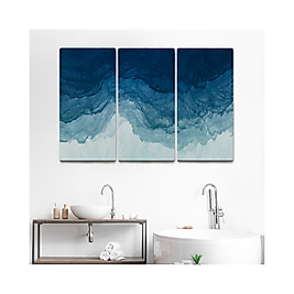 Dinlendirici Okyanus Renkleri Modern Kanvas Tablo ( Üç Parça ) 95 x 165 cm