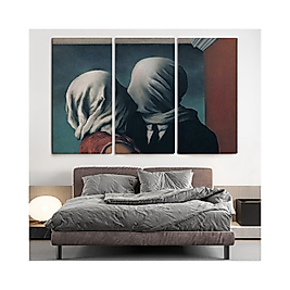 Rene Magritte The Lovers Tablosu ( Üç Parça ) 95 x 165 cm