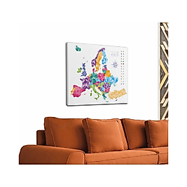 Avrupa Haritası Renkli Dekoratif Kanvas Tablo