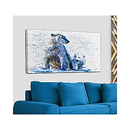 Kutup Ayısı ve Yavrusu Dekoratif Kanvas Tablo 35 x 50 cm