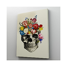 Çiçekli Kafatası Madame Memento Kanvas Tablo, Kafatası Ölülerin Günü Kanvas Tablo