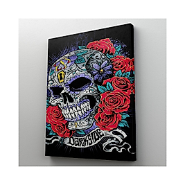 Renkli Çiçeklerle Kafatası Posteri, Şeker Kafatası Sanatsal Kanvas Tablo