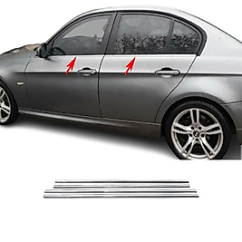 BMW E90 3 Serisi Krom Cam Çıtası (4Parça) 2005-2011 Arası 4Prç Paslanmaz Çelik