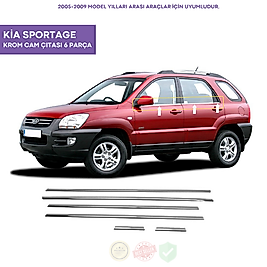 Kia Sportage Krom Cam Çıtası 6 Parça 2005-2009 Arası Paslanmaz Çelik