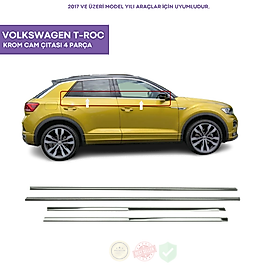 Volkswagen T-Roc Krom Cam Çıtası 4 Parça 2017 Ve Üzeri Paslanmaz Çelik