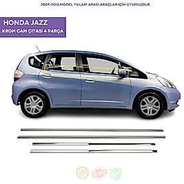 Honda Jazz Krom Cam Çıtası 4 Parça 2009-2013 Arası Paslanmaz Çelik