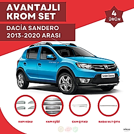 Dacia Sandero Avantajlı Krom Set 2013-2020 Arası -4Ürün- Paslanmaz Çelik