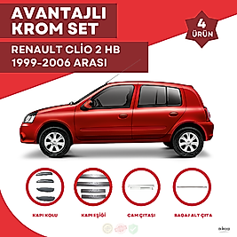 Renault Clio 2 HB Avantajlı Krom Set 1999-2006 Arası -4Ürün- Paslanmaz Çelik