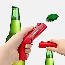 Yunusbaba.com Silah şekilli kapaklı atıcı kırmızı konserve açacağı yaratıcı içecek tirbuşon uçan kap başlatıcısı şişe açacağı
