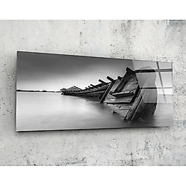 Gemi Enkazı 92x36cm Cam Tablo