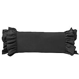 Fırfırlı Siyah Uzun 40x100 Kırlent Yastık (İÇİ DOLGULU)