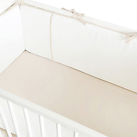 Bebek Beşik Biyeli Bumper/Yan Koruma Seti 60x120 Kırık Beyaz-Bej