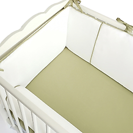 Bebek Beşik Biyeli Bumper/Yan Koruma Seti 60x120 Kırık Beyaz-Yeşil