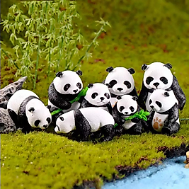 Himi Teraryum Objeleri 4'lü Panda Karışık Gönderilir Teraryum Obje Minyatür Obje Saksı Süsü