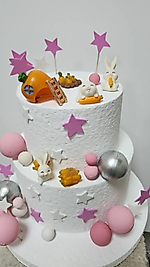 Himi Pasta Süsleri Sevimli Tavşanlar Maket Kürdanlı Cupcake Pasta Süsleri 7 Parça Doğum Günü Süsleri Pasta Kürdanı