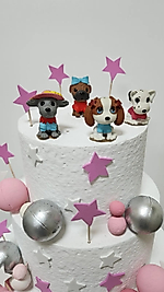 Himi Pasta Süsleri Sevimli Köpekler Maket Kürdanlı Cupcake Pasta Süsleri 4 Parça Doğum Günü Süsleri Pasta Kürdanı