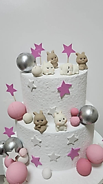 Himi Pasta Süsleri Sevimli Tavşanlar Maket Kürdanlı Cupcake Pasta Süsleri 6 Parça Doğum Günü Süsleri Pasta Kürdanı