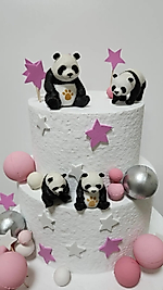 Himi Pasta Süsleri Sevimli Pandalar Maket Kürdanlı Cupcake Pasta Süsleri 4 Parça Doğum Günü Süsleri Pasta Kürdanı