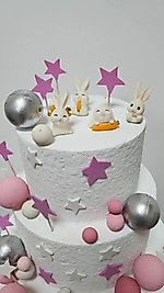 Himi Pasta Süsleri Sevimli Tavşanlar Maket Kürdanlı Cupcake Pasta Süsleri 4 Parça Doğum Günü Süsleri Pasta Kürdanı