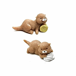 Himi Pasta Süsleri 2'li Kunduz Minyatür Figür Karakter Oyuncakları Evcilik Oyuncakları Küçük Minik Oyuncaklar