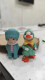 Himi Pasta Süsleri Ördek ve Çocuk Minyatür Figür Karakter Oyuncakları Evcilik Oyuncakları Küçük Minik Oyuncaklar