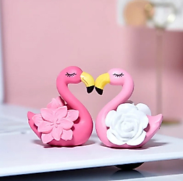 Himi Pasta Süsleri 2'li Flamingo Minyatür Figür Karakter Oyuncakları Evcilik Oyuncakları Küçük Minik Oyuncaklar