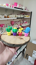 Himi Pasta Süsleri 4'lü Kaktüs Minyatür Figür Karakter Oyuncakları Evcilik Oyuncakları Küçük Minik Oyuncaklar