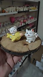 Himi Pasta Süsleri Kedicik ve Ayıcık Minyatür Figür Karakter Oyuncakları Evcilik Oyuncakları Küçük Minik Oyuncaklar