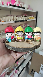 Himi Pasta Süsleri 4'lü Meyve Yiyen Çocuklar Minyatür Figür Karakter Oyuncakları Evcilik Oyuncakları Küçük Minik Oyuncaklar