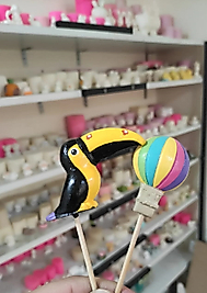 Himi Pasta Süsleri Tukan Kuşu ve Balon Minyatür Figür Karakter Oyuncakları Evcilik Oyuncakları Küçük Minik Oyuncaklar