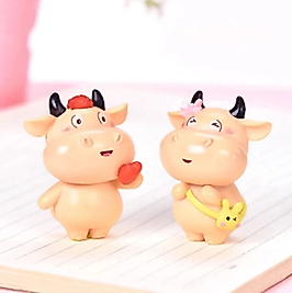 Himi Pasta Süsleri Sevimli İnekler 2 Adet Minyatür Figür Karakter Oyuncakları Evcilik Oyuncakları Küçük Minik Oyuncaklar