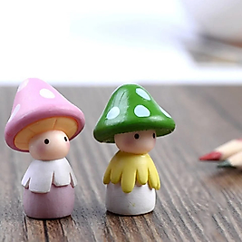 Himi Pasta Süsleri 2'li Mantar Şapkalı Çocuk Minyatür Figür Karakter Oyuncakları Evcilik Oyuncakları Küçük Minik Oyuncaklar