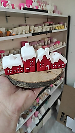 Himi Pasta Süsleri 4 Adet Karlı Evler Minyatür Figür Karakter Oyuncakları Evcilik Oyuncakları Küçük Minik Oyuncaklar