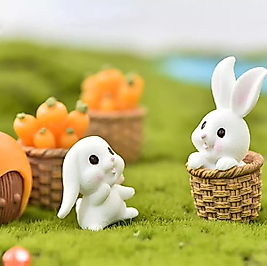 Himi Pasta Süsleri Tavşan Set 6 Parça Minyatür Figür Karakter Oyuncakları Evcilik Oyuncakları Küçük Minik Oyuncaklar