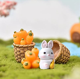 Himi Pasta Süsleri Tavşan Havuç Sepet Minyatür Figür Karakter Oyuncakları Evcilik Oyuncakları Küçük Minik Oyuncaklar