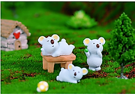 Himi Pasta Süsleri 3'lü Koala ve Masa Minyatür Figür Karakter Oyuncakları Evcilik Oyuncakları Küçük Minik Oyuncaklar
