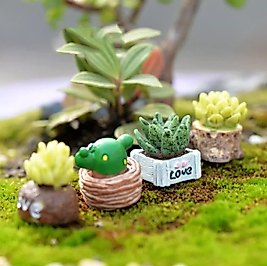Himi Pasta Süsleri 4'Lü Kaktüs Minyatür Figür Karakter Oyuncakları Evcilik Oyuncakları Küçük Minik Oyuncaklar