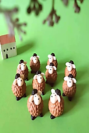 Himi Pasta Süsleri 4'lü Minik Kuzu Minyatür Figür Karakter Oyuncakları Evcilik Oyuncakları Küçük Minik Oyuncaklar