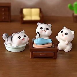 Himi Pasta Süsleri 3'lü Kedi Minyatür Figür Karakter Oyuncakları Evcilik Oyuncakları Küçük Minik Oyuncaklar