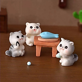 Himi Pasta Süsleri 3'lü Kedi Minyatür Figür Karakter Oyuncakları Evcilik Oyuncakları Küçük Minik Oyuncaklar